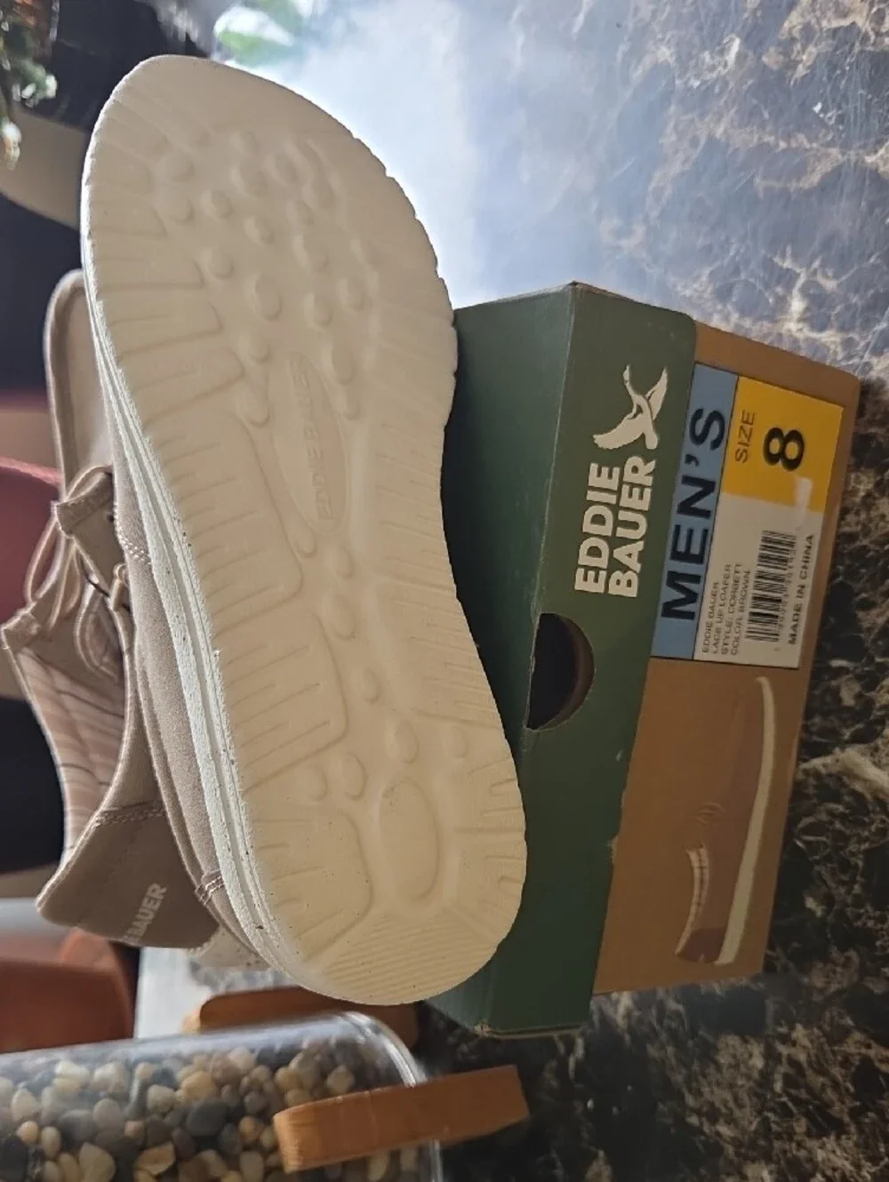 Eddie Bauer Men’s Tan Canvas Slip-On Loafers